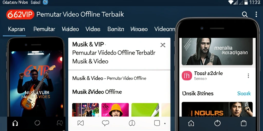 Tampilan antarmuka 62VIP yang sederhana dan fungsional untuk Pemutar Video Offline.
