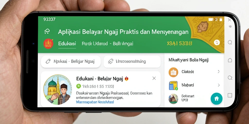 Tampilan antarmuka aplikasi Belajar Ngaji yang menarik dan interaktif.