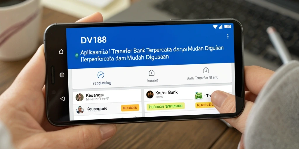 Antarmuka pengguna DV188 yang bersih dan fungsional untuk transfer bank.