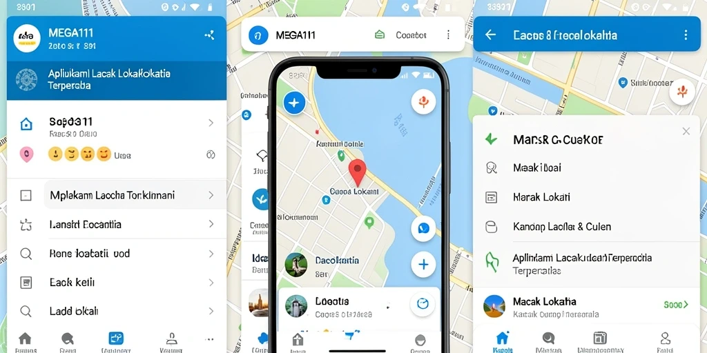 Antarmuka aplikasi MEGA111 untuk Lacak Lokasi yang mudah digunakan.