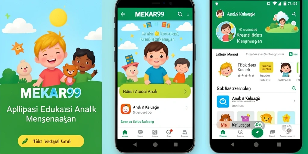 Antarmuka aplikasi MEKAR99 yang interaktif dan ramah anak.