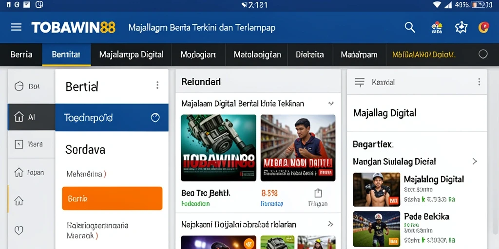 Antarmuka modern dan interaktif dari aplikasi TOBAWIN88.